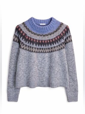 Motivi Fair Isle Sweater S Made in Italy Mohair Blend Nordic Alpine Cozy Knit